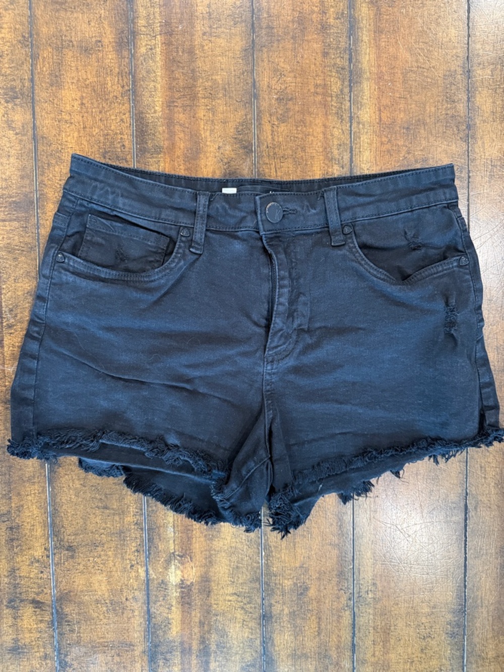 Kut from the Kloth Black Frayed-Hem Denim Shorts